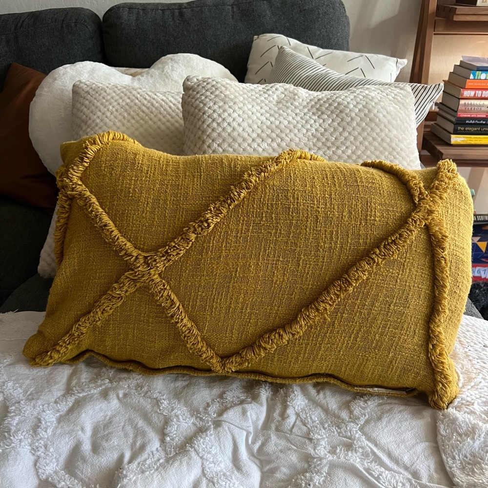 Yellow Textured Throw Pillow